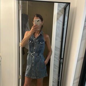 Denim halter dress w pockets!